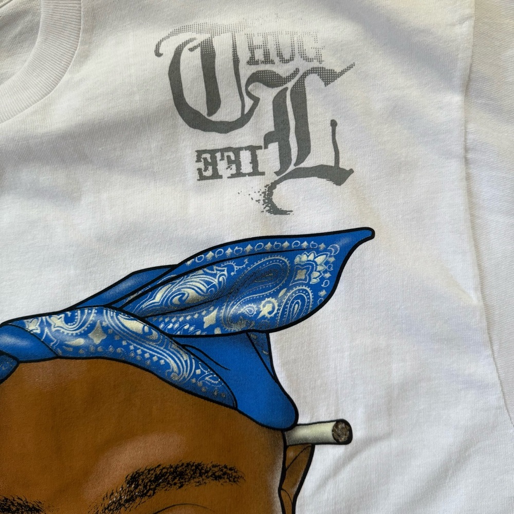 Vintage Tupac 2PAC Men’s Rap Graphic T Shirt White Bandana Thug Life Glow N Dark - Picture 3 of 14